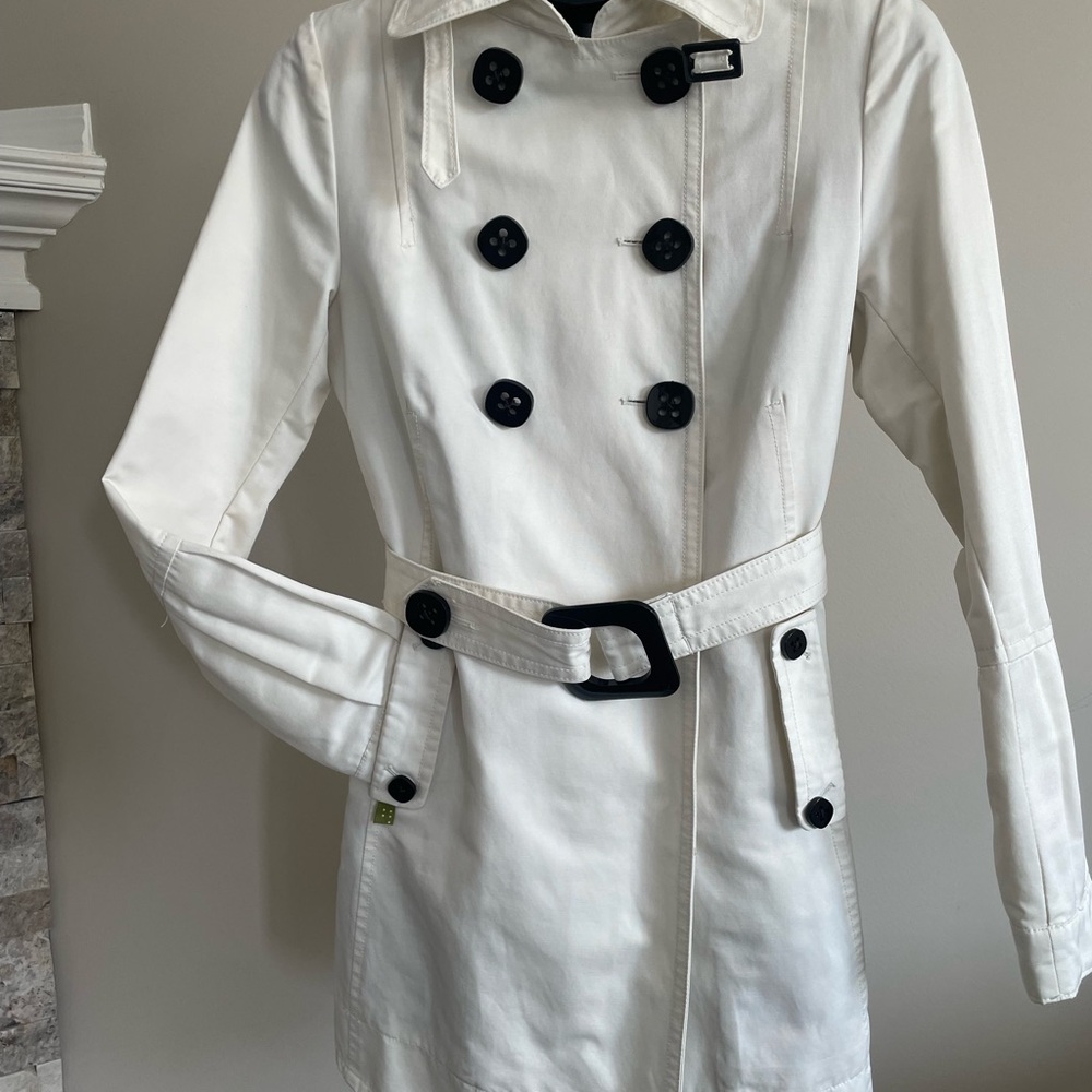 Soia & Kyo White Trench Coat Classic Double-Breasted Design